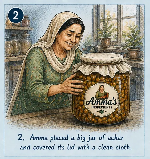 Amma covering the jar